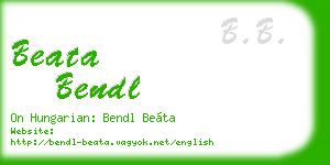 beata bendl business card
